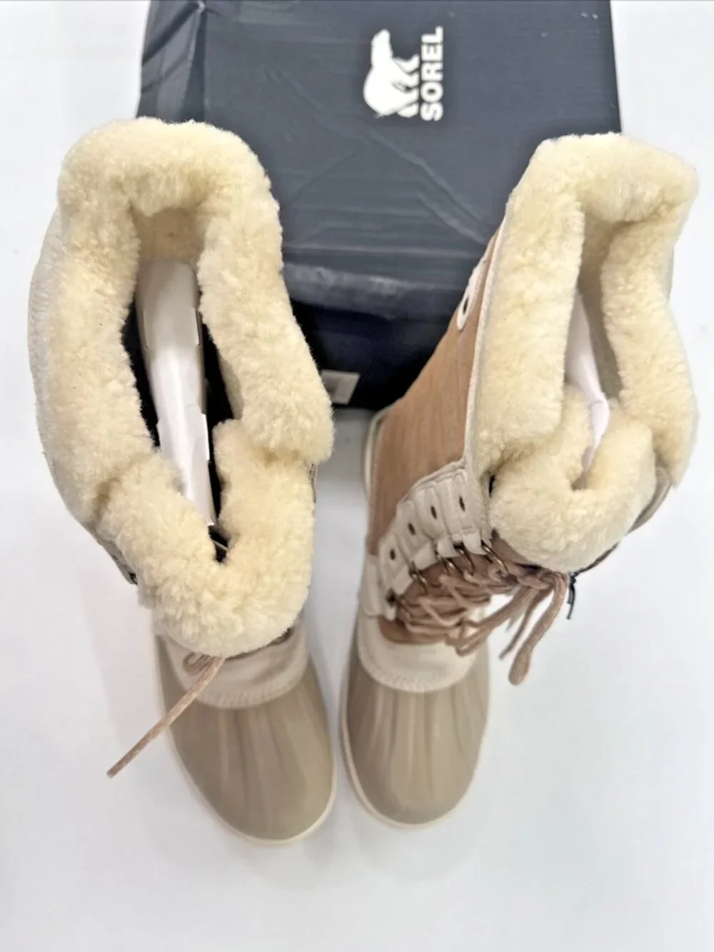 Sorel Tofino II Luxe Natural Tan Boots Womens 8 Winter Faux Fur Snow Ski NEW